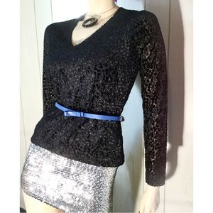 VTG 90s RAMPAGE Black Flocked Velvet GOTHIC Top